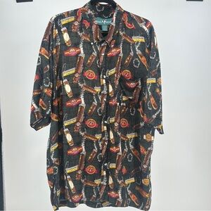 Big Dogs Black and Brown Red‎ Cigar Patterned Men's XL Button Down Shirt